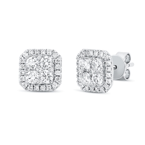 Ohrstecker aus 750 Gold Weißgold 58 Diamanten 1,15ct TW-SI 9,2x9,3mm