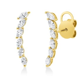 Ohrstecker aus 750 Gelbgold 12 Diamanten Navette-Schliff 0,68ct TW-VSI 19,1x4,7mm Ohrstecker aus 750 Gelbgold 12 Diamanten Navette-Schliff 0,68ct TW-VSI 19,1x4,7mm