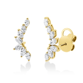 Ohrstecker aus 750 Gold Gelbgold 14 Diamanten 0,87ct TW-VSI 17,2x6,8mm