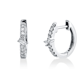 Creolen aus 750 Gold Weißgold 18 Diamanten 0,2ct TW-SI 11,9x3,4mm Creolen aus 750 Gold Weißgold 18 Diamanten 0,2ct TW-SI 11,9x3,4mm