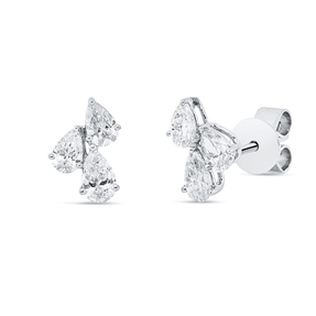 Ohrstecker aus 750 Gold Weißgold 6 Diamanten 1ct TW-VSI 9,9x6,7mm