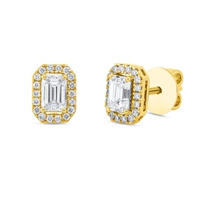 Ohrstecker aus 750 Gold Gelbgold 38 Diamanten 0,98ct TW-SI 8x6,1mm 4er-Krappe