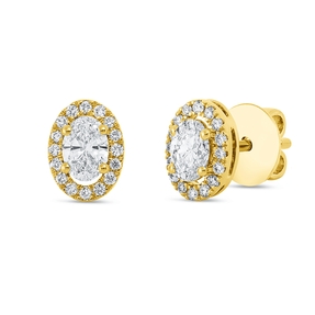 Ohrstecker aus 750 Gold Gelbgold 34 Diamanten 0,69ct TW-SI 8x6mm 4er-Krappe