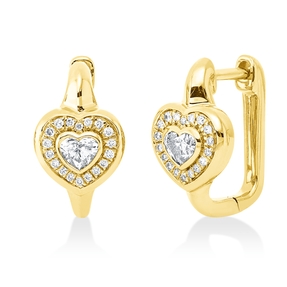 Creolen Herz aus 750 Gold Gelbgold 38 Diamanten 0,5ct TW-SI 15,5x9mm Creolen Herz aus 750 Gold Gelbgold 38 Diamanten 0,5ct TW-SI 15,5x9mm