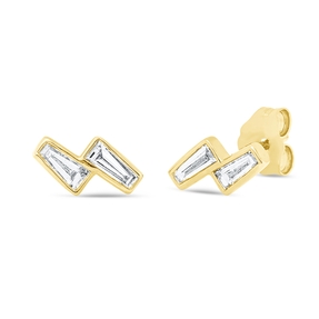 Ohrstecker aus 750 Gelbgold 4 Diamanten Trapez-Schliff 0,31ct TW-SI 4,7x9,1mm