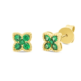 Ohrstecker aus 750 Gold Gelbgold 10 Tsavorithe 0,28ct grün 4,9x4,9mm