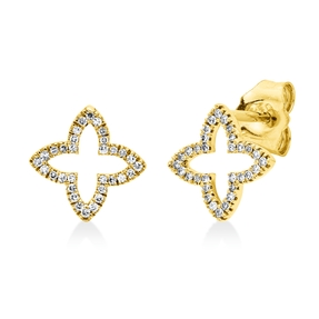 Ohrstecker aus 750 Gold Gelbgold 64 Diamanten 0,09ct TW-SI 9x9mm