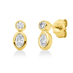 Ohrstecker aus 750 Gold Gelbgold 4 Diamanten 0,51ct TW-SI 9x4,3mm Zarge