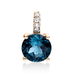 Anhänger 750 Rotgold Topas 2,21ct London Blue 4 Brillanten 0,06ct TW-SI 13,8x8mm Anhänger 750 Rotgold Topas 2,21ct London Blue 4 Brillanten 0,06ct TW-SI 13,8x8mm