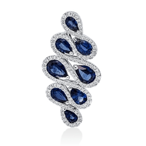 Anhänger 750 Weißgold 8 Saphire 4,04ct blau 121 Brillanten 0,53ct TW-SI 34,7x17mm Anhänger 750 Weißgold 8 Saphire 4,04ct blau 121 Brillanten 0,53ct TW-SI 34,7x17mm