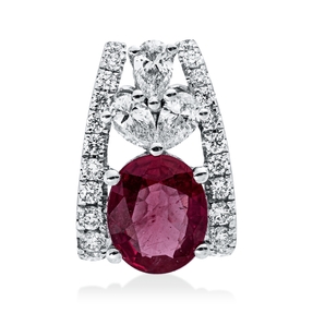 Anhänger aus 750 Weißgold Rubin 0,49ct rot 23 Diamanten 0,23ct 10,6x7,4mm Anhänger aus 750 Weißgold Rubin 0,49ct rot 23 Diamanten 0,23ct 10,6x7,4mm