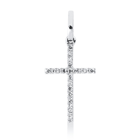 Anhänger Kreuz aus 750 Gold Weißgold 21 Diamanten 0,05ct TW-SI 21x9,7mm mit Öse Anhänger Kreuz aus 750 Gold Weißgold 21 Diamanten 0,05ct TW-SI 21x9,7mm mit Öse