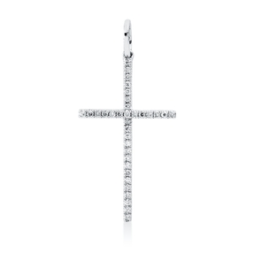 Anhänger Kreuz aus 750 Weißgold 34 Diamanten 0,08ct TW-PI 25,6x12,2mm mit Öse Anhänger Kreuz aus 750 Weißgold 34 Diamanten 0,08ct TW-PI 25,6x12,2mm mit Öse