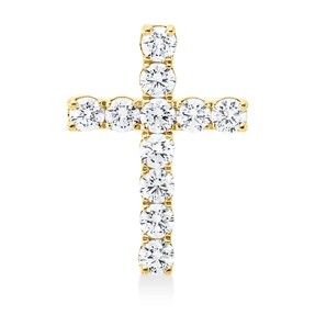 Anhänger Kreuz aus 750 Gold Gelbgold 11 Brillanten 1ct TW-SI 20,5x14,8mm