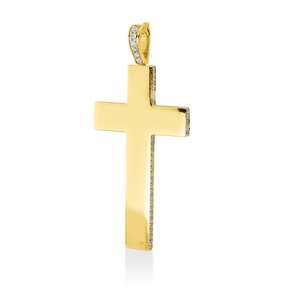 Anhänger Kreuz aus 750 Gelbgold 99 Diamanten 0,56ct F-VVS 46,7x22,7mm Anhänger Kreuz aus 750 Gelbgold 99 Diamanten 0,56ct F-VVS 46,7x22,7mm