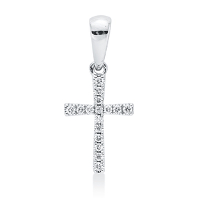 Anhänger Kreuz aus 750 Weißgold 16 Brillanten 0,06ct W-SI 16,5x7,2mm mit Öse