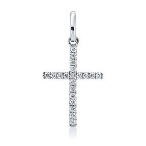 Anhänger Kreuz aus 750 Weißgold 20 Brillanten 0,07ct W-SI 16,5x8,9mm mit Öse Anhänger Kreuz aus 750 Weißgold 20 Brillanten 0,07ct W-SI 16,5x8,9mm mit Öse