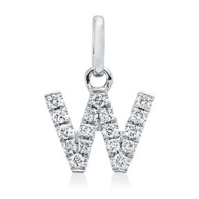 Anhänger Buchstabe W aus 750 Weißgold 17 Brillanten 0,07ct W-SI 10,2x7,2mm Anhänger Buchstabe W aus 750 Weißgold 17 Brillanten 0,07ct W-SI 10,2x7,2mm
