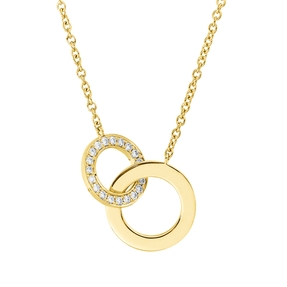 Collier Kreis aus 750 Gold Gelbgold 20 Brillanten 0,15ct TW-SI L:45cm