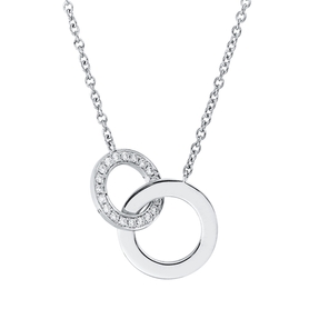 Collier Kreis aus 750 Gold Weißgold 20 Brillanten 0,15ct TW-SI L:45cm