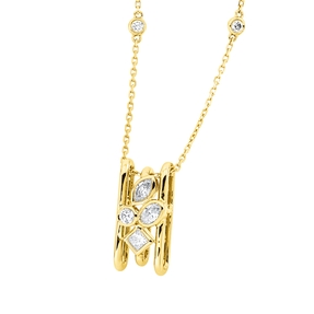Collier aus 750 Gold Gelbgold 6 Diamanten 0,44ct TW-SI L:45,7cm Zarge