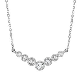 Collier aus 750 Gold Weißgold 7 Diamanten 0,19ct TW-SI L:42cm