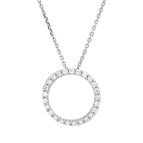 Collier Kreis aus 750 Gold Weißgold 25 Brillanten 0,15ct TW-SI L:45cm