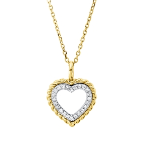 Collier Herz aus 585 Gold gelb/weiß 24 Diamanten 0,05ct TW-SI L:45,7cm