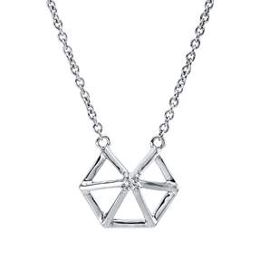 Collier aus 750 Gold Weißgold Brillant 0,01ct TW-SI L:45cm