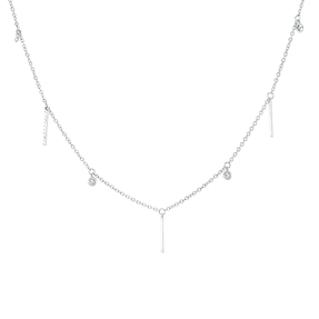 Collier 750 Weißgold 30 Brillanten 0,08ct W-SI 4 Diamanten 0,06ct W-SI L:45,7cm
