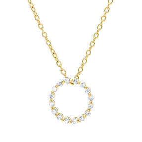 Collier Kreis aus 750 Gold Gelbgold 16 Brillanten 0,17ct F-SI L:45,7cm