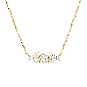 Collier aus 750 Gold Gelbgold 7 Diamanten 0,38ct TW-SI L:45cm