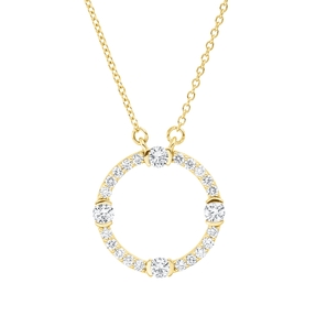 Collier Kreis 750 Gelbgold 24 Brillanten 0,48ct TW-SI L:45,7cm Fassung rhodiniert