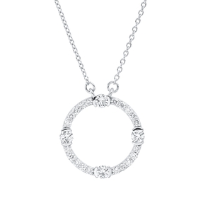 Collier Kreis aus 750 Gold Weißgold 24 Brillanten 0,48ct TW-SI L:45,7cm