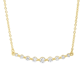 Collier aus 750 Gelbgold 9 Brillanten 0,25ct TW-SI L:45,7cm Fassung rhodiniert