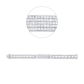 Armband 750 Weißgold 120 Diamanten Prinzess-Schliff 3,38ct F-VSI B:9,7mm L:17,8cm Armband 750 Weißgold 120 Diamanten Prinzess-Schliff 3,38ct F-VSI B:9,7mm L:17,8cm