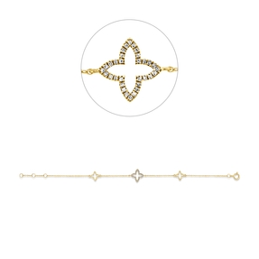 Armband aus 750 Gelbgold 24 Diamanten 0,05ct TW-SI 8 Diamanten 0,01ct TW-SI