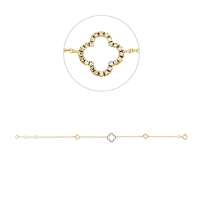 Armband aus 750 Gold Gelbgold 24 Diamanten 0,07ct TW-SI B:9,7mm L:18cm