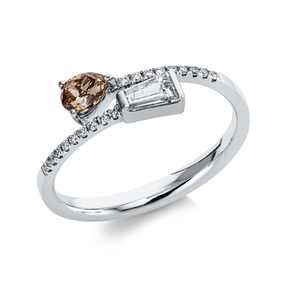 Ring aus 750 Gold Weißgold 20 Diamanten 0,57ct braun B:6,2mm