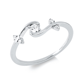 Ring aus 750 Weißgold 4 Brillanten 0,04ct TW-SI 1 Brillant 0,11ct TW-SI B:5,1mm