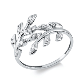 Ring aus 750 Weißgold 4 Brillanten 0,06ct TW-SI 8 Brillanten 0,1ct TW-SI B:13,1mm