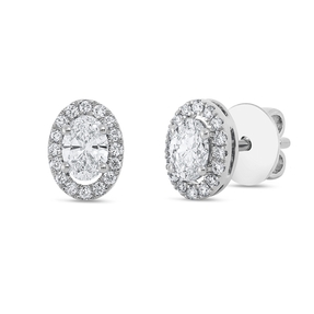 Ohrstecker aus 750 Gold Weißgold 34 Diamanten 0,69ct TW-SI 8x6mm 4er-Krappe