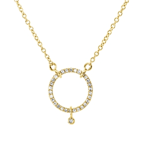 Collier Kreuz 750 Gelbgold 30 Diamanten 0,12ct TW-SI 1 Diamant 0,01ct TW-SI L:45cm