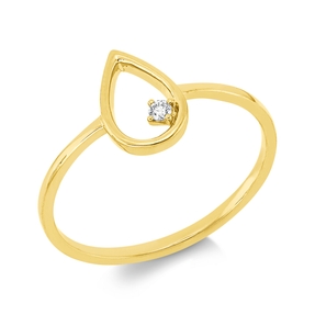 Ring Tropfen aus 750 Gold Gelbgold Brillant 0,02ct TW-SI B:9,5mm 4er-Krappe