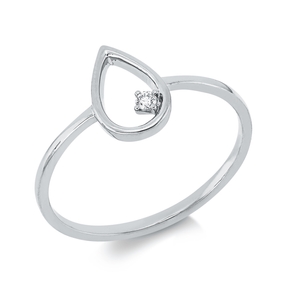 Ring Tropfen aus 750 Gold Weißgold Brillant 0,02ct TW-SI B:9,5mm 4er-Krappe