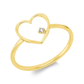 Ring Herz aus 750 Gold Gelbgold Brillant 0,02ct TW-SI B:9,8mm 4er-Krappe
