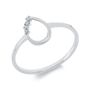 Ring Tropfen aus 750 Gold Weißgold 4 Diamanten 0,03ct TW-SI B:9,6mm