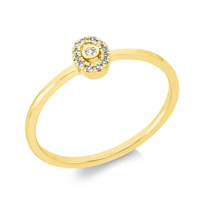 Ring aus 750 Gelbgold 12 Diamanten 0,04ct TW-SI 1 Diamant 0,01ct TW-SI B:5,4mm