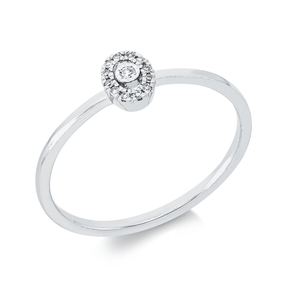 Ring aus 750 Weißgold 12 Diamanten 0,04ct TW-SI 1 Diamant 0,01ct TW-SI B:5,4mm