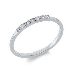 Ring aus 750 Gold Weißgold 7 Brillanten 0,08ct TW-SI B:1,5mm